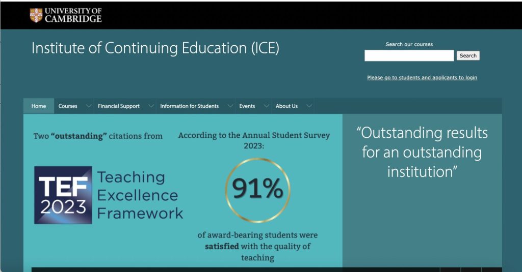ケンブリッジ大学ホームページ