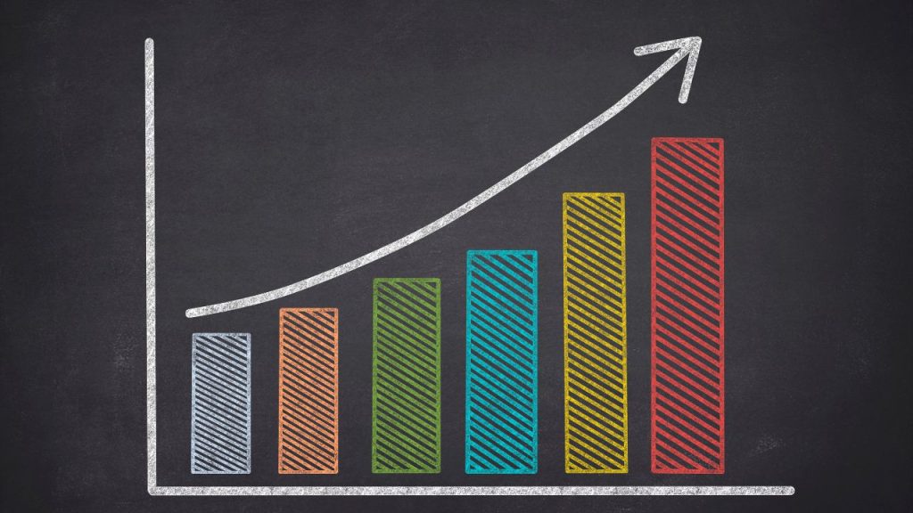効果が高まっていることを表す右肩上がりの矢印